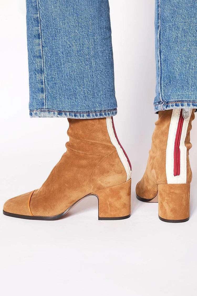 Talia Women's Suede Retro Back-Zip Ankle Boots