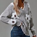 Tina Women's V-Neck Floral Jacquard Knit Sweater