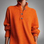 Lila Women's Turtleneck Button-Placket Sweater Dress