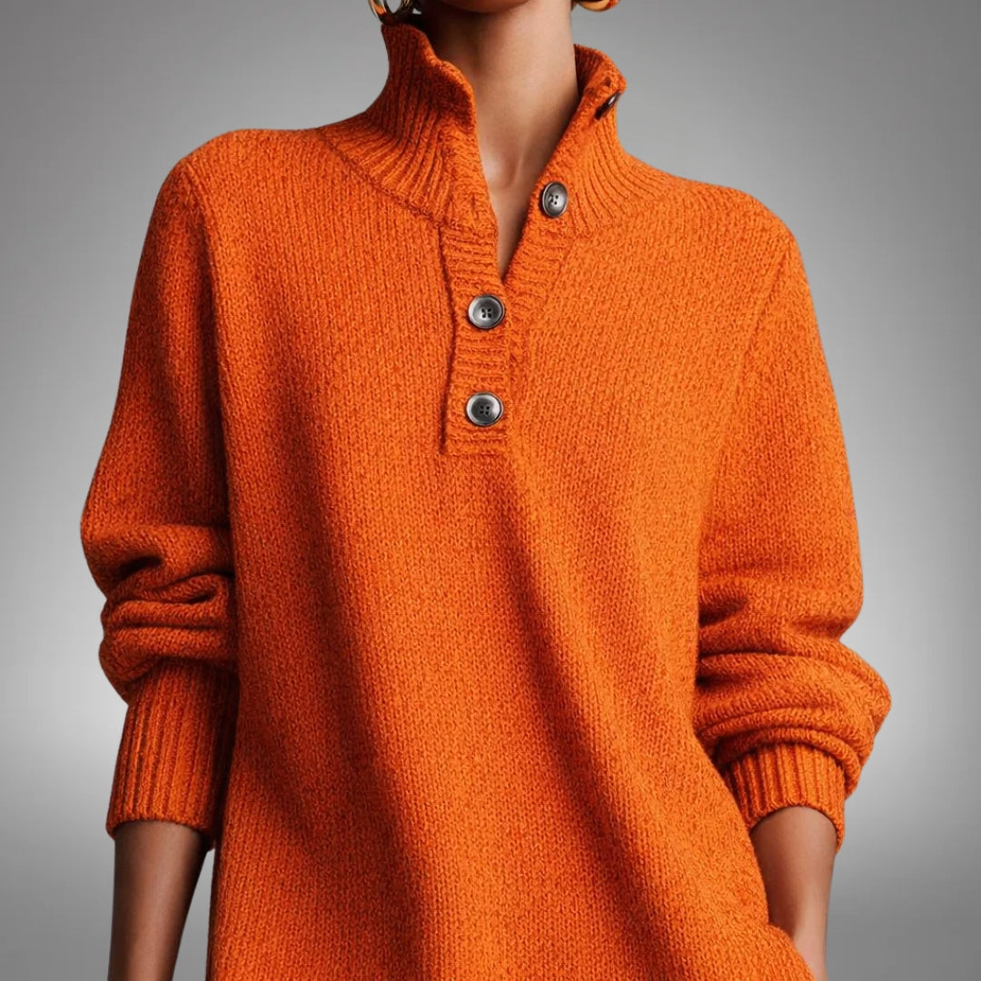 Lila Women's Turtleneck Button-Placket Sweater Dress