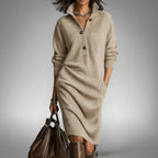 Lila Women's Turtleneck Button-Placket Sweater Dress