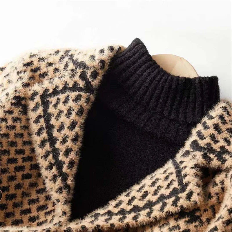 Ria Women's Stylish Houndstooth Cashmere Jacket