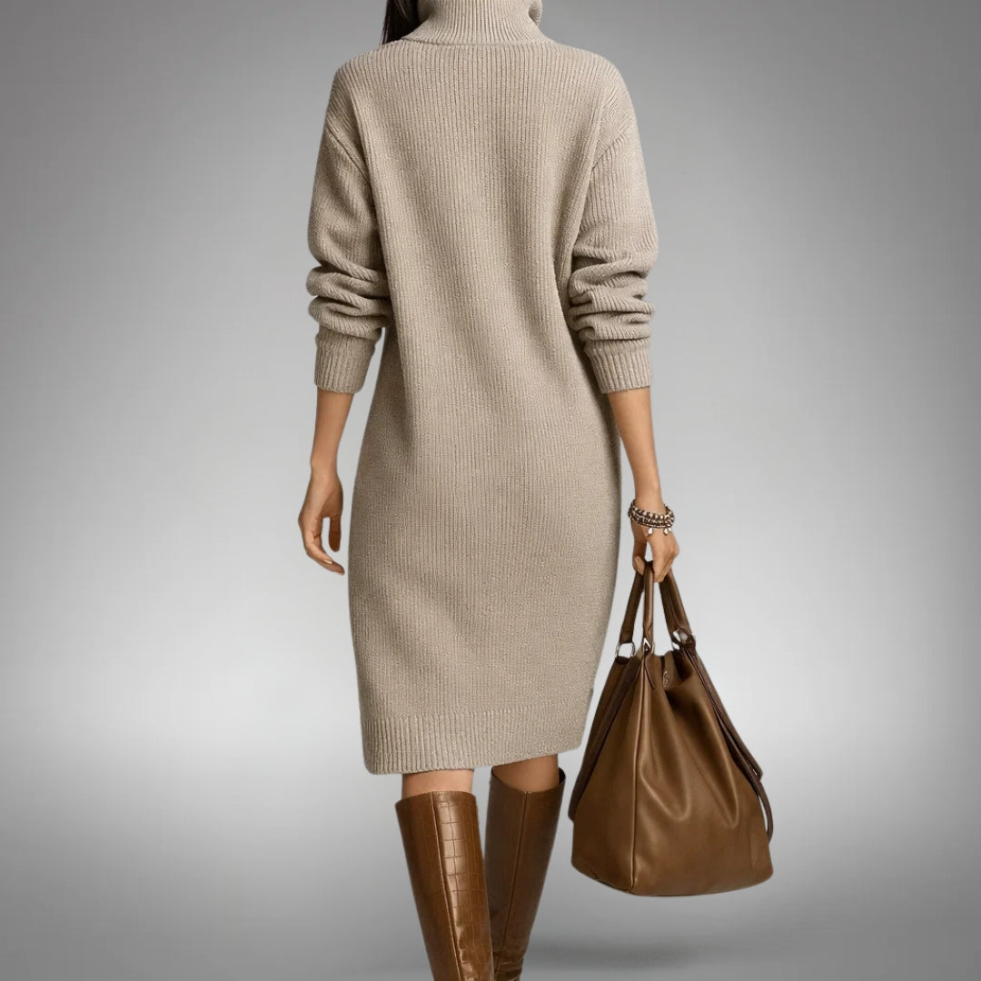 Lila Women's Turtleneck Button-Placket Sweater Dress