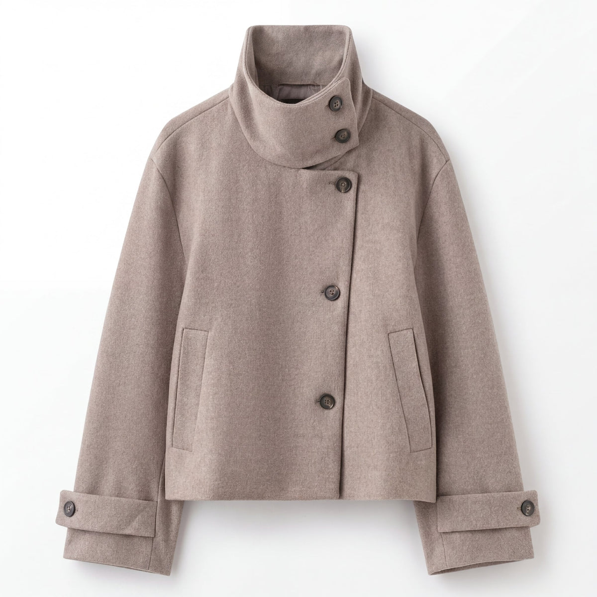 Ola Women's Asymmetric Stand-Collar Woolen Jacket