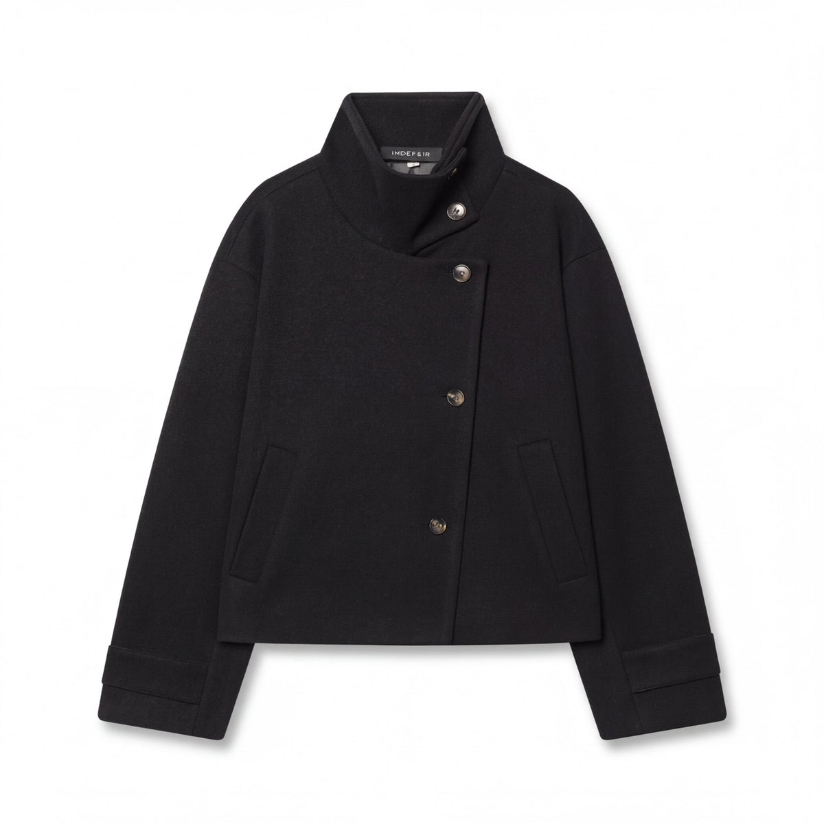 Ola Women's Asymmetric Stand-Collar Woolen Jacket