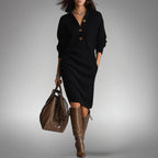 Lila Women's Turtleneck Button-Placket Sweater Dress