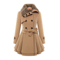 Resa Women's Winter Belted Fur Trench Coat