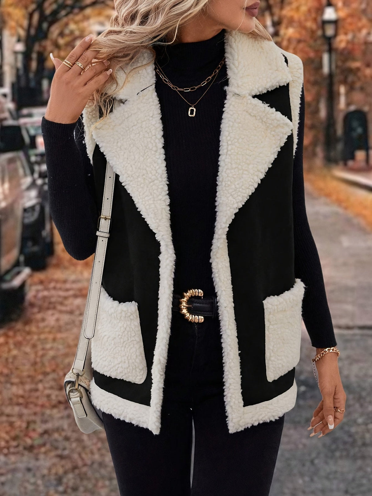 Mila Shearling-Trimmed Suede Vest for Fall