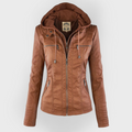 Rhea Women's Hooded Leather Moto Jacket