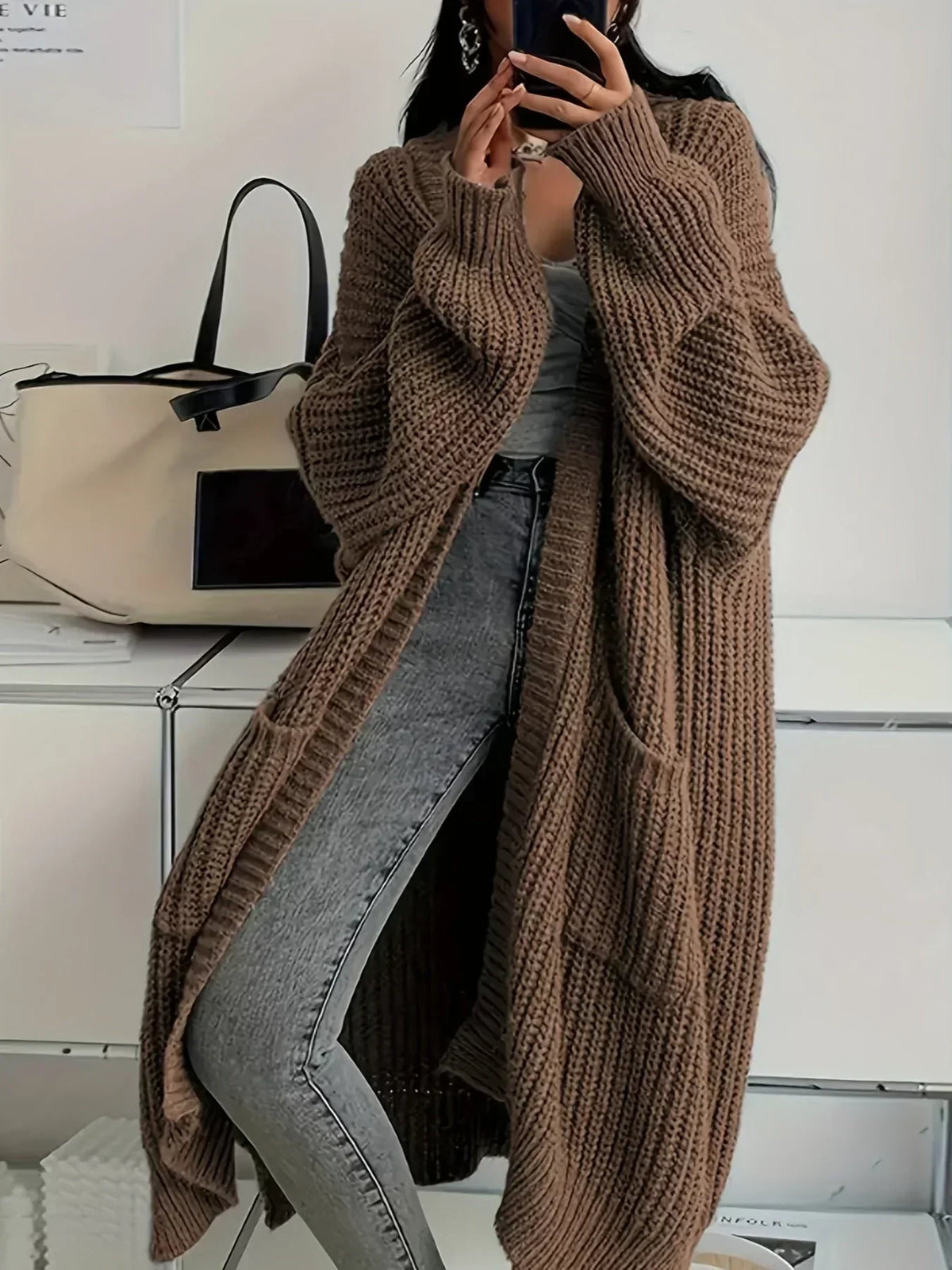 Olivia Oversized Ribbed Long Cardigan Sweater
