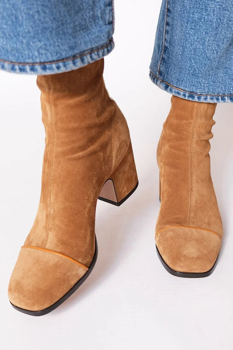 Talia Women's Suede Retro Back-Zip Ankle Boots