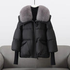 Alea Women's Fur Collar Quilted Puffer Coat for Winter