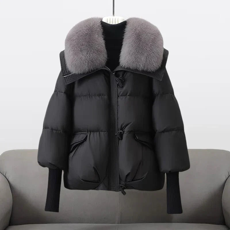 Alea Women's Fur Collar Quilted Puffer Coat for Winter