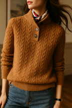 Allie Cable-Knit Button-Up Cashmere Sweater
