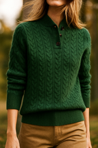 Allie Cable-Knit Button-Up Cashmere Sweater