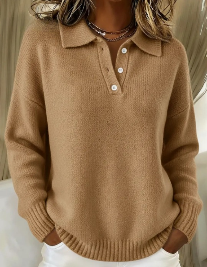 Eliana Stylish Casual Everyday Knit Polo Sweater