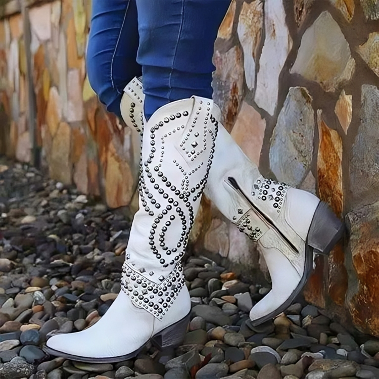 Beau Women's Leather Studded Western Tall Boots