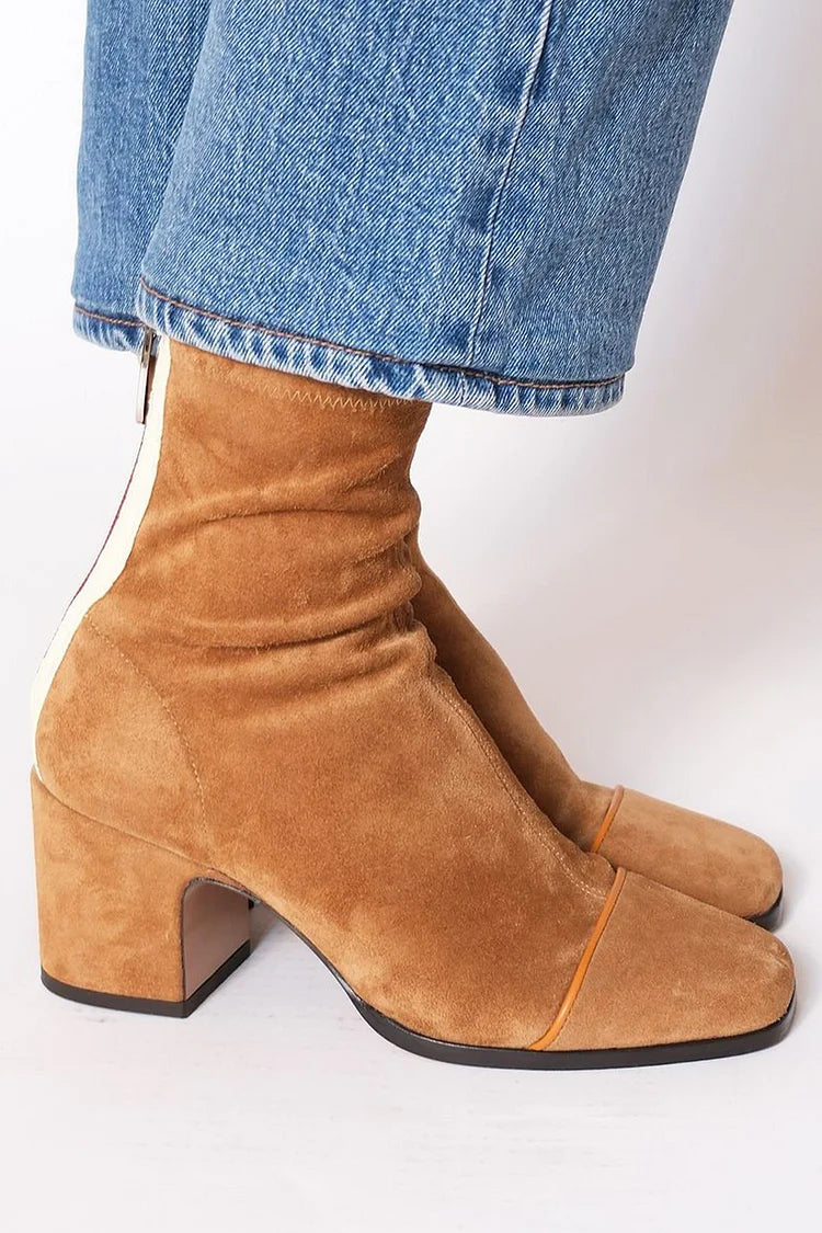 Talia Women's Suede Retro Back-Zip Ankle Boots