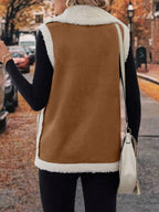 Mila Shearling-Trimmed Suede Vest for Fall