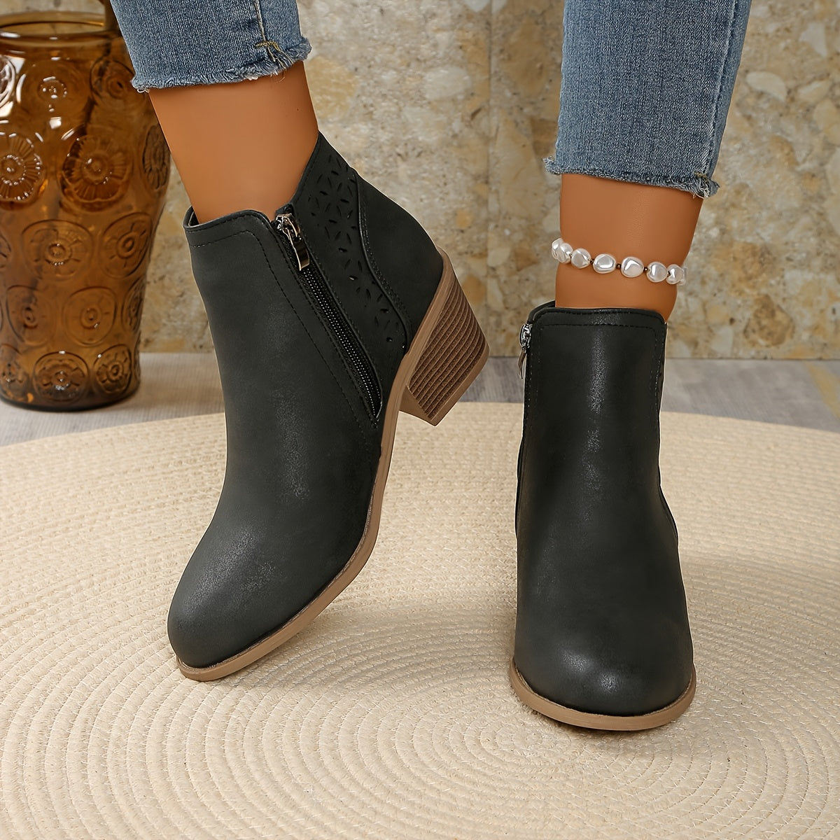 Zoey Women's Orthopedic Cutout Leather Ankle Boots