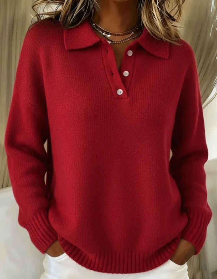 Eliana Stylish Casual Everyday Knit Polo Sweater