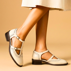Leila Two-Tone Leather T-Strap Mary Janes
