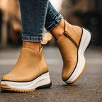 Tia Leather Platform Ankle Boots with Chunky Sole