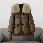 Alea Women's Fur Collar Quilted Puffer Coat for Winter