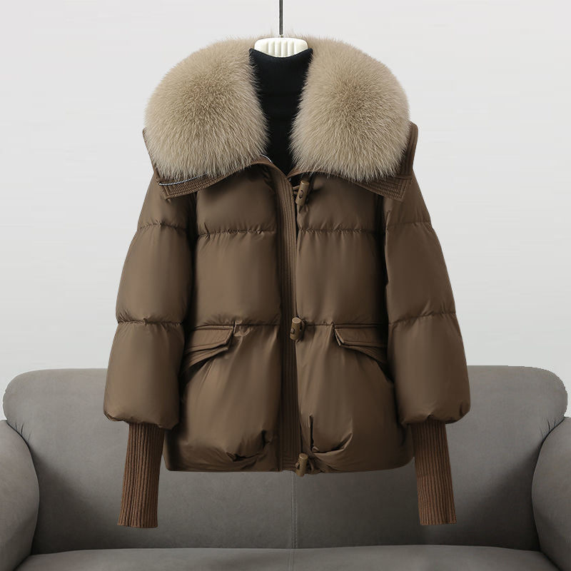 Alea Women's Fur Collar Quilted Puffer Coat for Winter