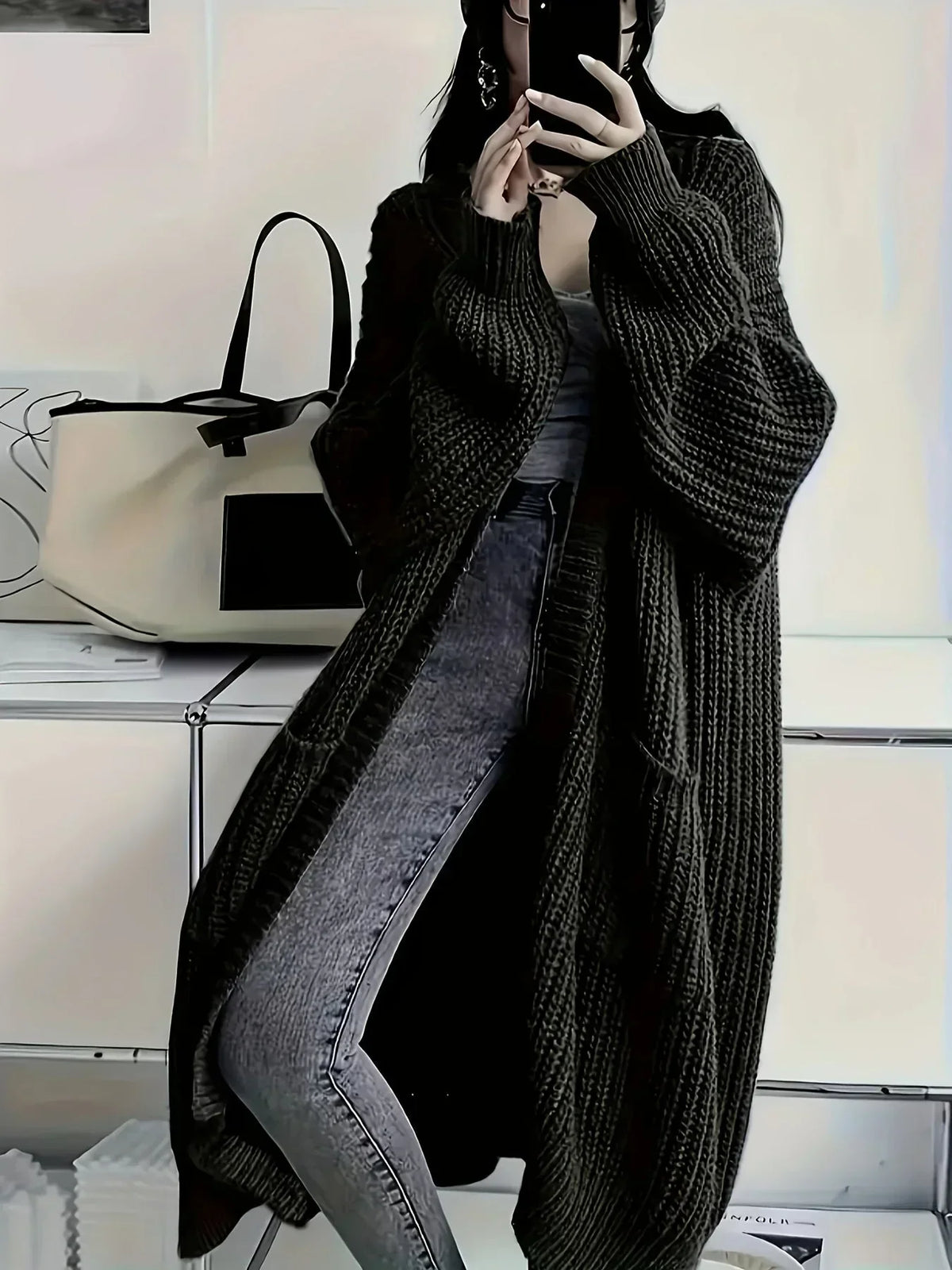 Olivia Oversized Ribbed Long Cardigan Sweater
