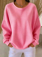 Lola Waffle-Knit Relaxed Crewneck Sweater