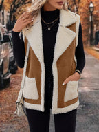 Mila Shearling-Trimmed Suede Vest for Fall