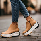 Tia Leather Platform Ankle Boots with Chunky Sole