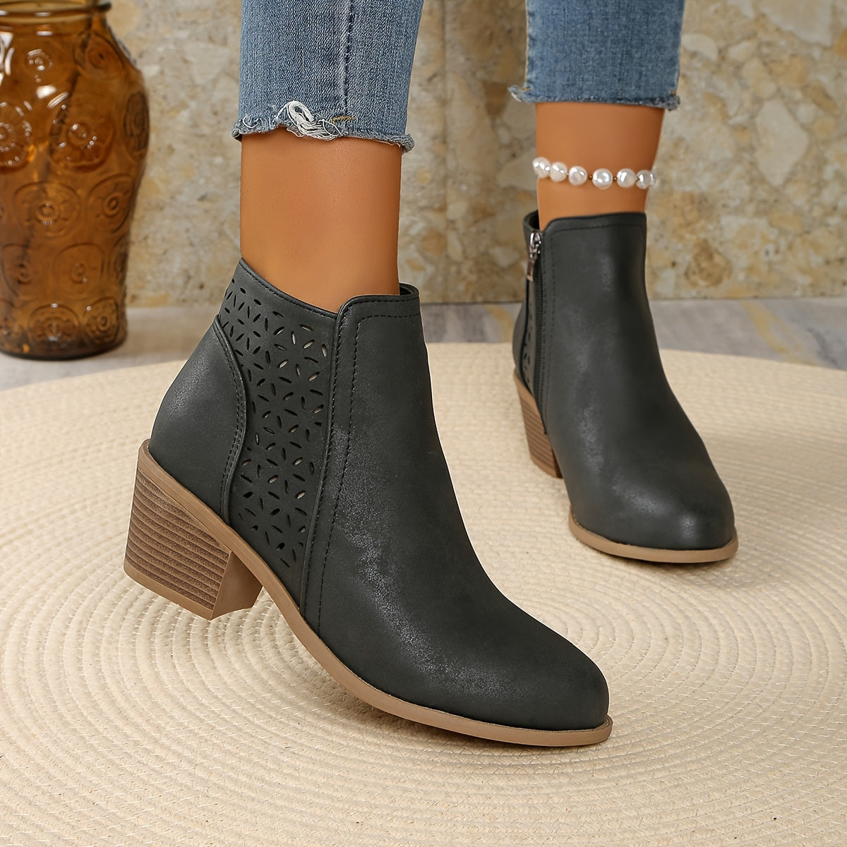 Zoey Women's Orthopedic Cutout Leather Ankle Boots