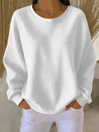 Lola Waffle-Knit Relaxed Crewneck Sweater