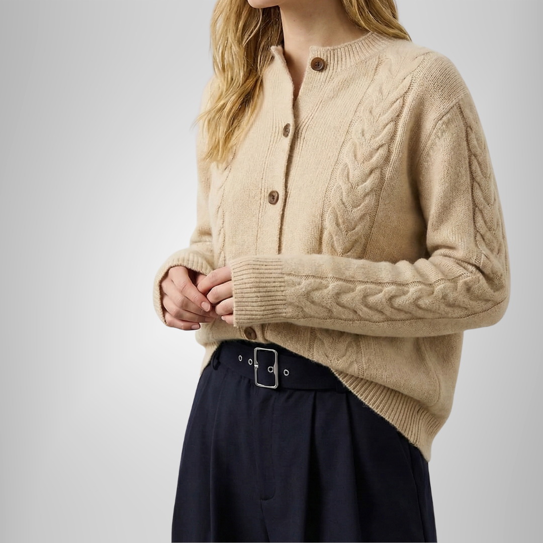 Zoey Cable-Knit Cashmere Cardigan Sweater