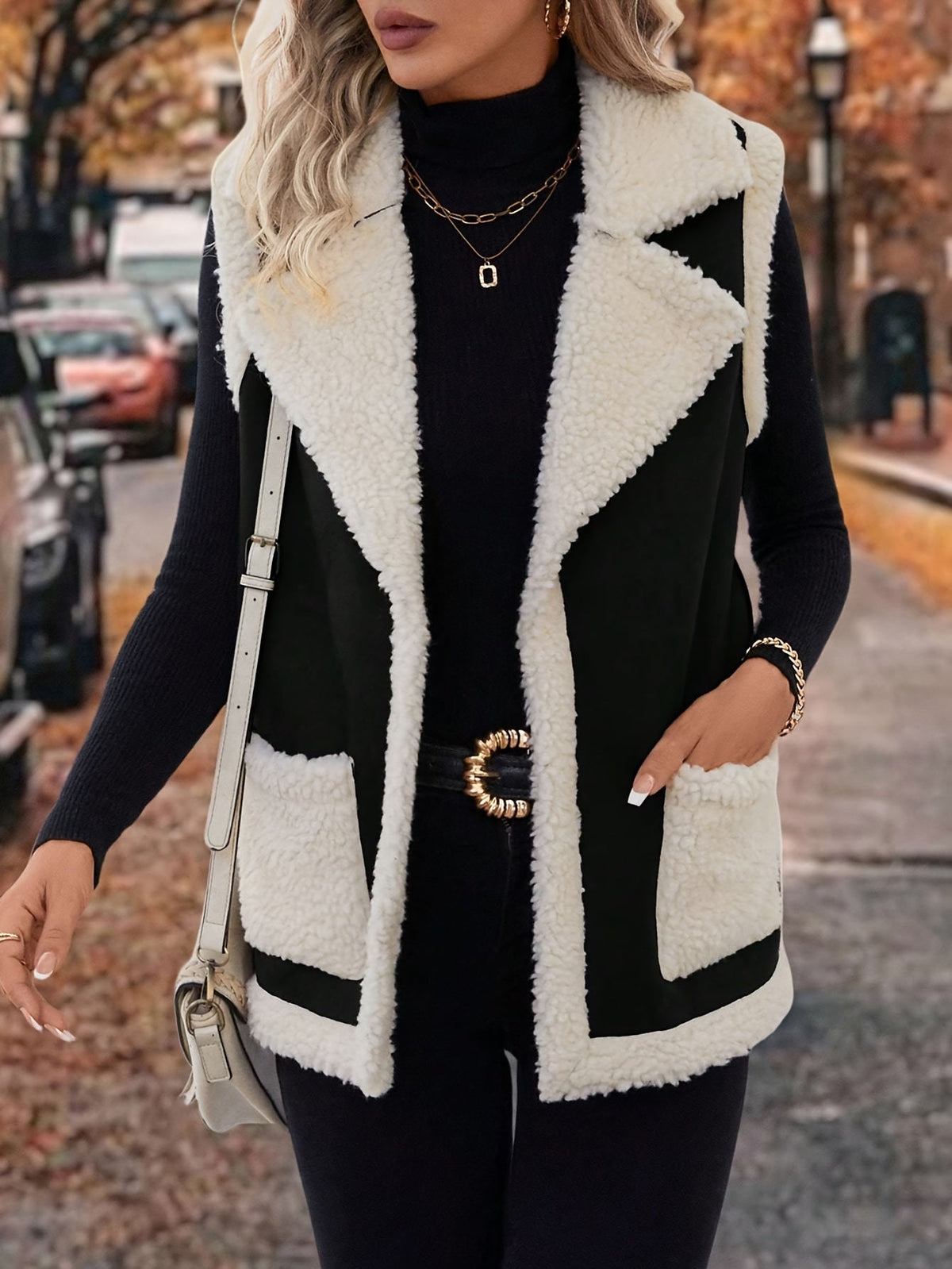 Mila Shearling-Trimmed Suede Vest for Fall