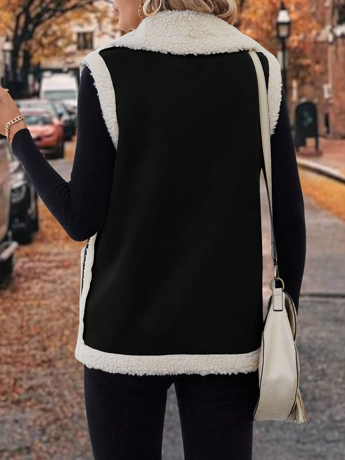 Mila Shearling-Trimmed Suede Vest for Fall