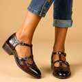 Leila Two-Tone Leather T-Strap Mary Janes
