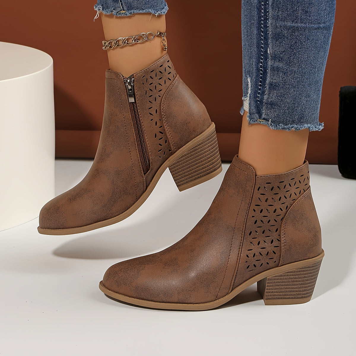Zoey Women's Orthopedic Cutout Leather Ankle Boots