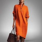 Lila Women's Turtleneck Button-Placket Sweater Dress