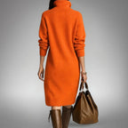 Lila Women's Turtleneck Button-Placket Sweater Dress