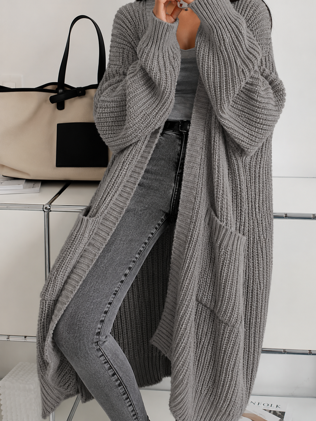 Olivia Oversized Ribbed Long Cardigan Sweater