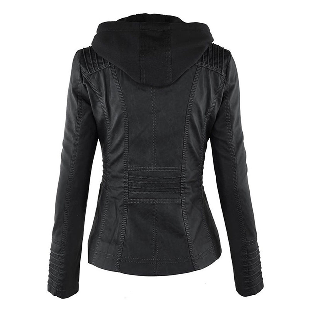 Rhea Women's Hooded Leather Moto Jacket