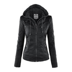 Rhea Women's Hooded Leather Moto Jacket