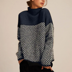 Eleanor Two-Tone Chevron Turtleneck Sweater for Fall