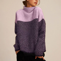 Eleanor Two-Tone Chevron Turtleneck Sweater for Fall