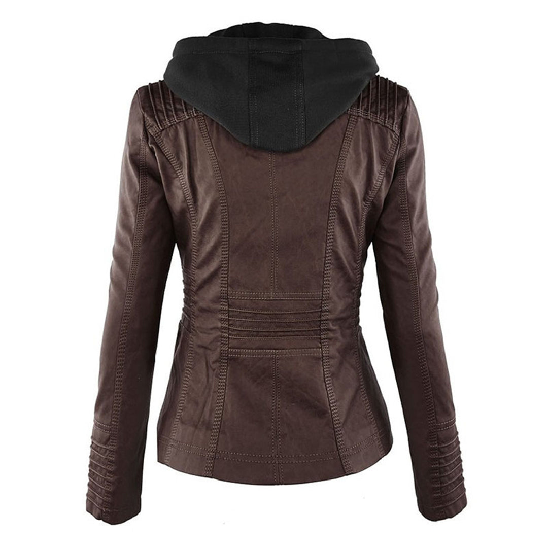 Rhea Women's Hooded Leather Moto Jacket