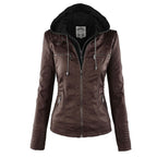 Rhea Women's Hooded Leather Moto Jacket