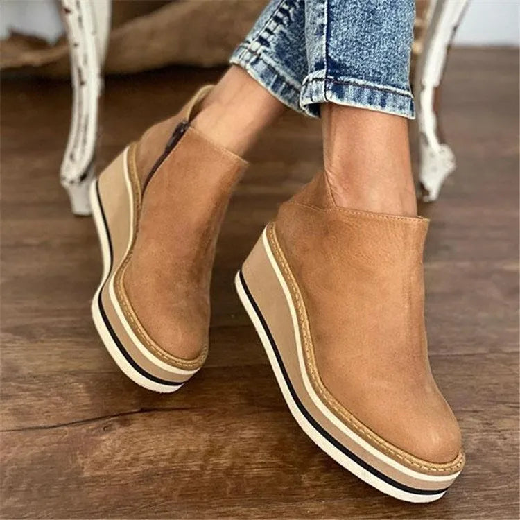 Luise Comfy Platform Wedge Ankle Boots for Fall
